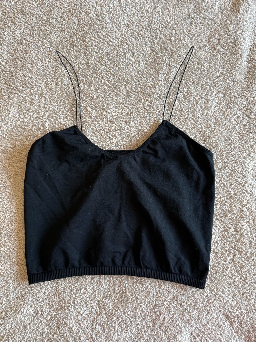 Free People Black Spaghetti Strap Crop Tank Top